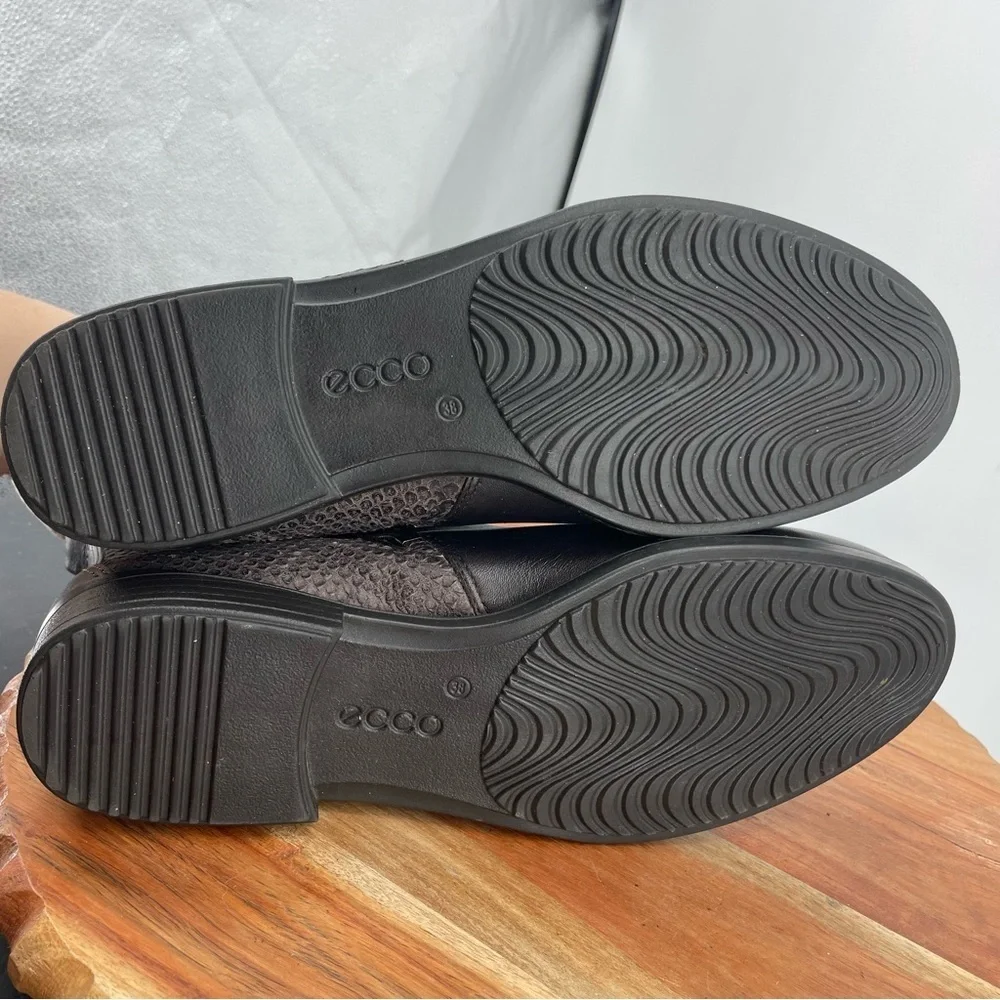 ECCO Touch 15 Scale Chelsea Boot - Size 38‎ (7-7.5) brown leather snake embossed